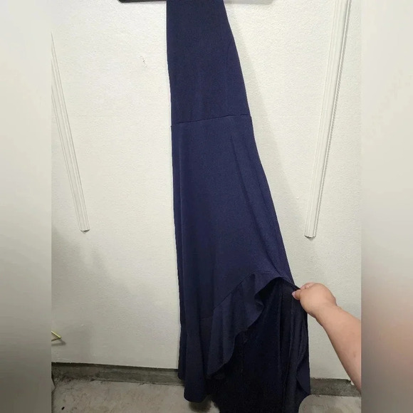 Lulus Majestic Perfection Navy Blue Ruffled Halter Maxi Dress L Wedding Party - Picture 8 of 12
